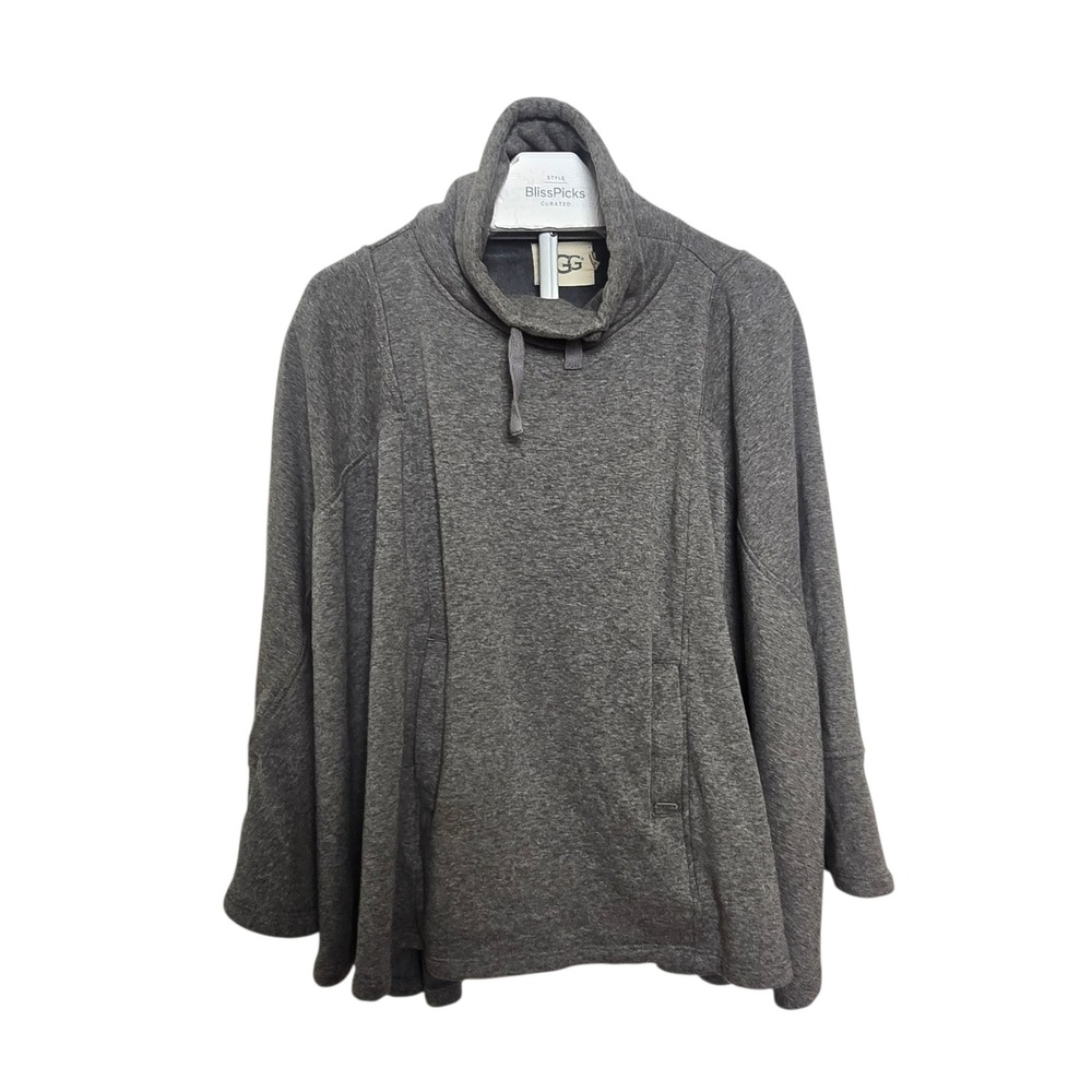 UGG Pichot Poncho XS/S Gray Fleece Lined Cape Cozy Kangaroo Lounge Cottagecore